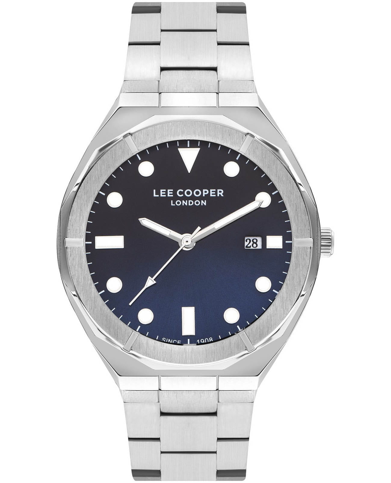 Lee Cooper Lee Cooper LC07577.390  LC07577.390 кварцевые мужские часы серый циферблат, браслет нержавеющая сталь — вид спереди