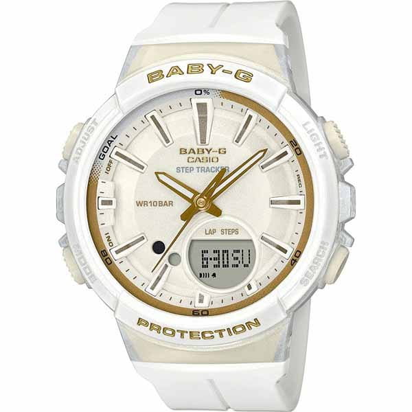 Casio Casio Baby-G BGS-100GS-7A  BGS-100GS-7A кварцевые женские часы белый циферблат, браслет пластик — вид спереди