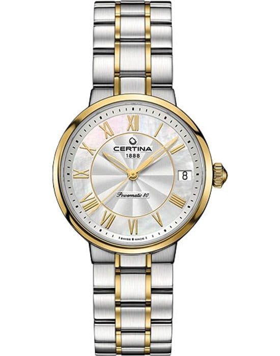 Certina Certina DS Stella Powermatic 80 C031.207.22.113.00  C0312072211300 автокварц (кинетик) женские часы перламутровый циферблат, браслет сталь c pvd покрытием — вид спереди