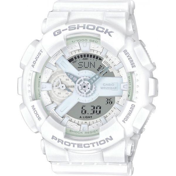Casio Casio G-Shock GMA-S110CM-7A1  GMA-S110CM-7A1 электронные женские часы белый циферблат, браслет пластик — вид спереди