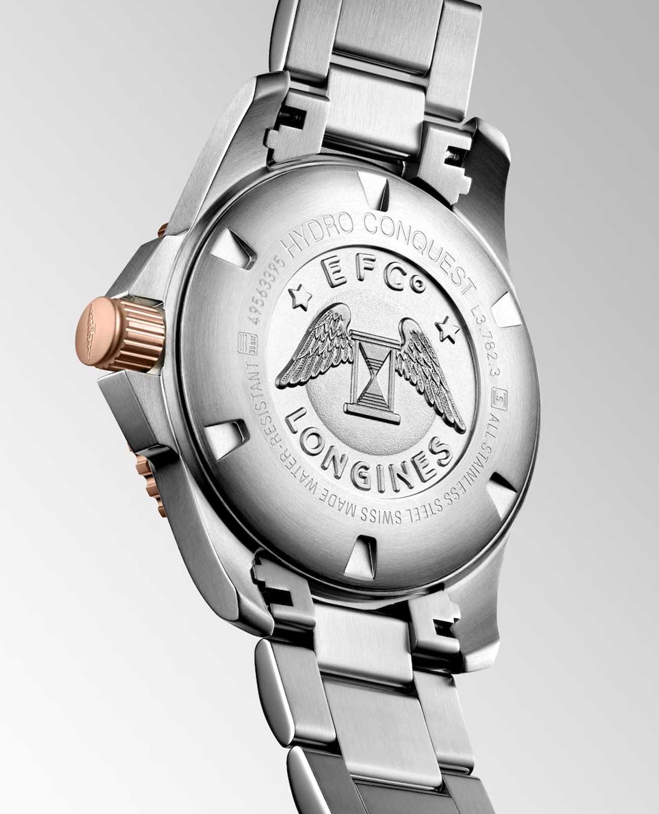 Longines Longines HydroConquest L3.782.3.78.7, hydroconquest швейцария мужские часы на браслете нержавеющая сталь с pvd-покрытием боковой вид