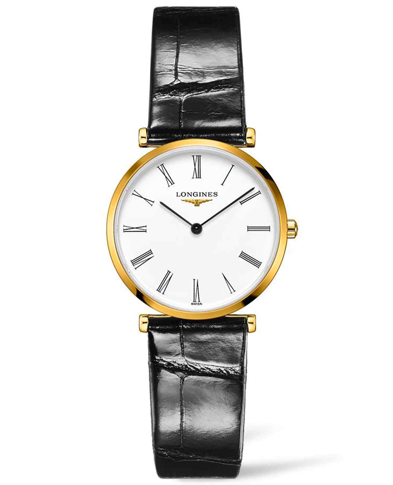 Longines Longines La Grande Classique L4.512.2.11.2  L45122112 кварцевые женские часы белый циферблат, браслет кожаный — вид спереди