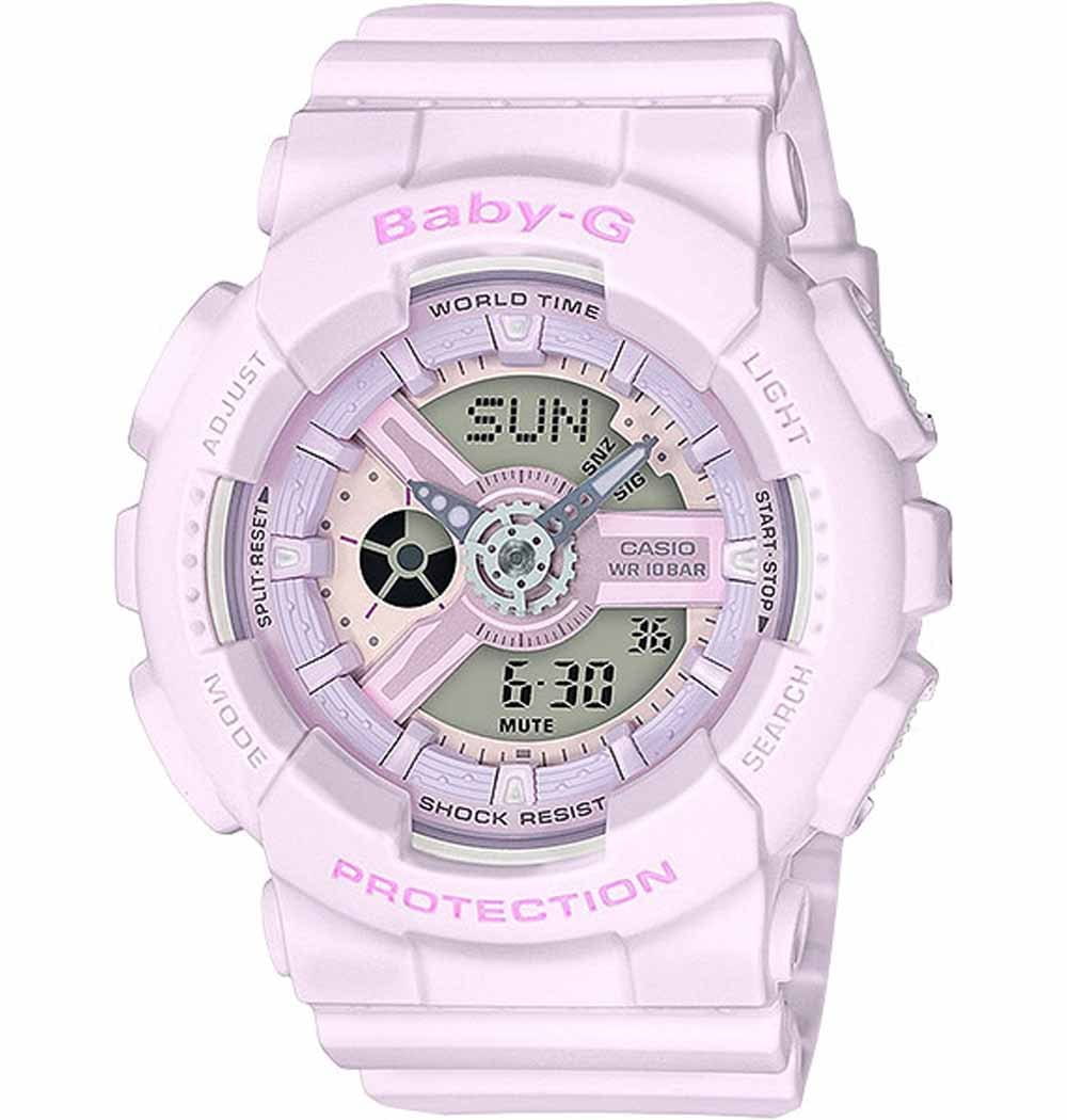Casio Casio Baby-G BA-110-4A2  BA-110-4A2 кварцевые женские часы розовый циферблат, браслет пластик — вид спереди