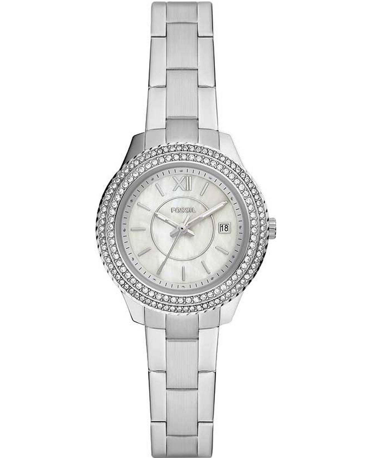 Fossil Fossil Stella  ES5137  ES5137 кварцевые женские часы серебристый циферблат, браслет нержавеющая сталь — вид спереди