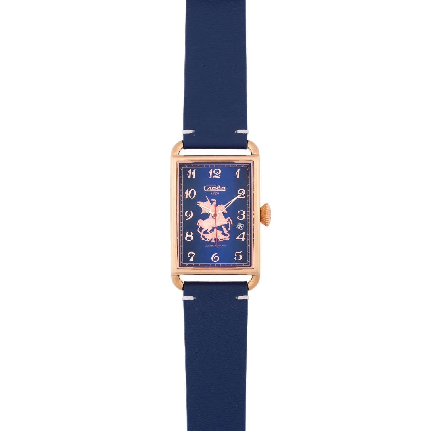 Слава Слава Москва 8703736/300-2414,  россия мужские часы на браслете кожаный боковой вид