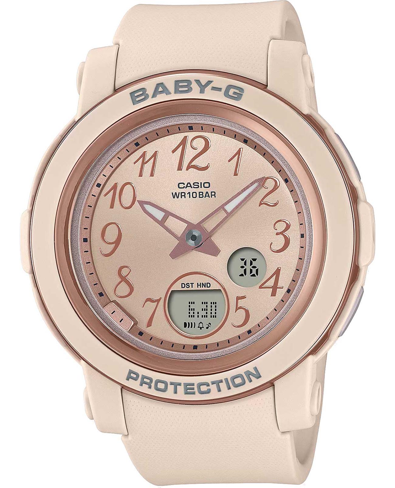 Casio Casio Baby-G BGA-290SA-4ADR (BGA-290SW-4A)  BGA-290SA-4ADR кварцевые женские часы бежевый циферблат, браслет пластик — вид спереди