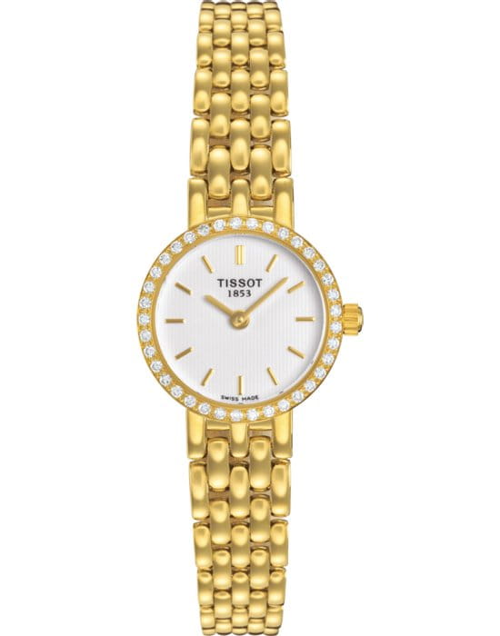 Tissot Tissot Caliente 18K Gold T74.3.112.11  T74311211 кварцевые женские часы желтый циферблат, браслет  — вид спереди
