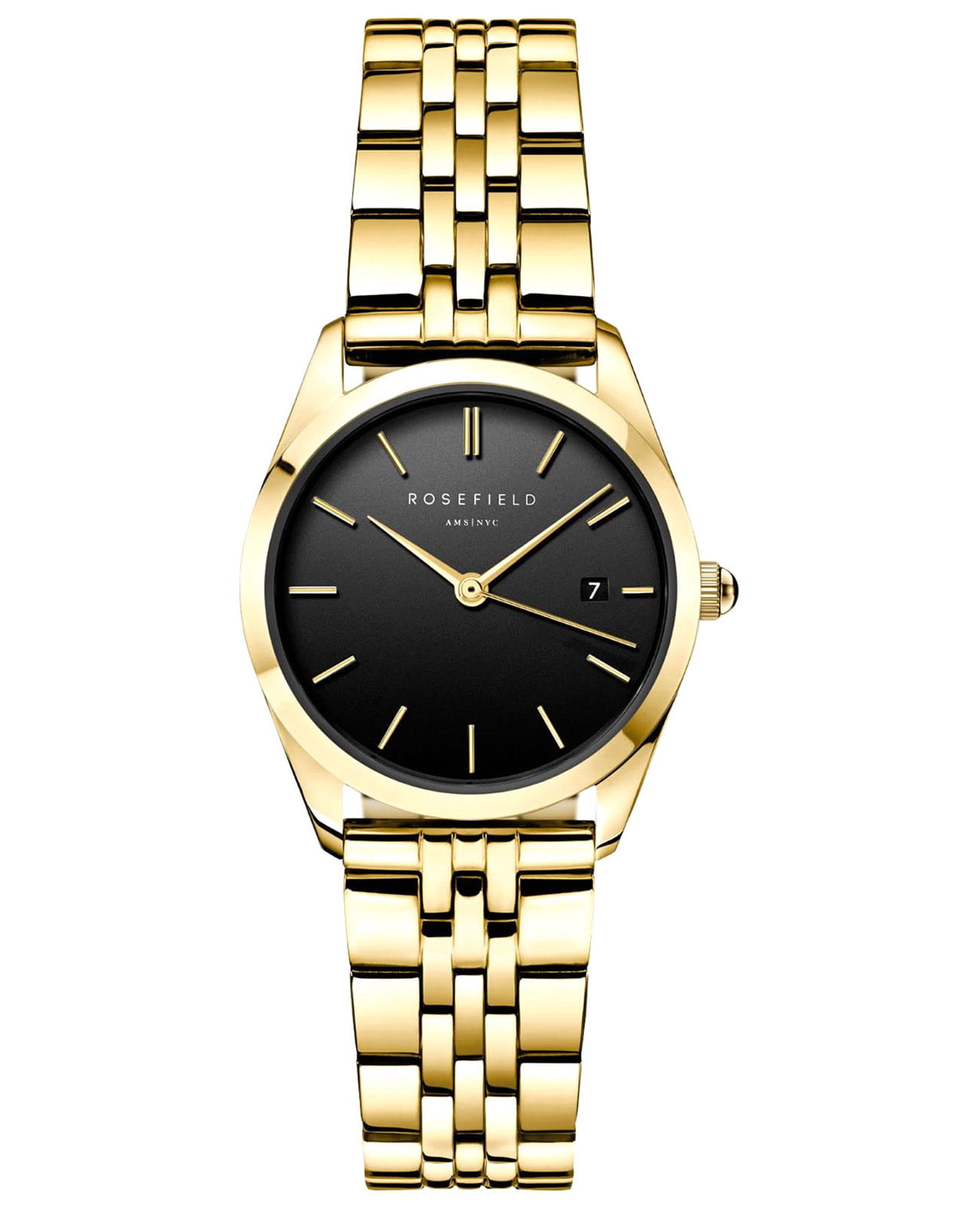 Rosefield Rosefield The Ace ABGSG-A19  ABGSG-A19 кварцевые женские часы черный циферблат, браслет сталь c pvd покрытием — вид спереди