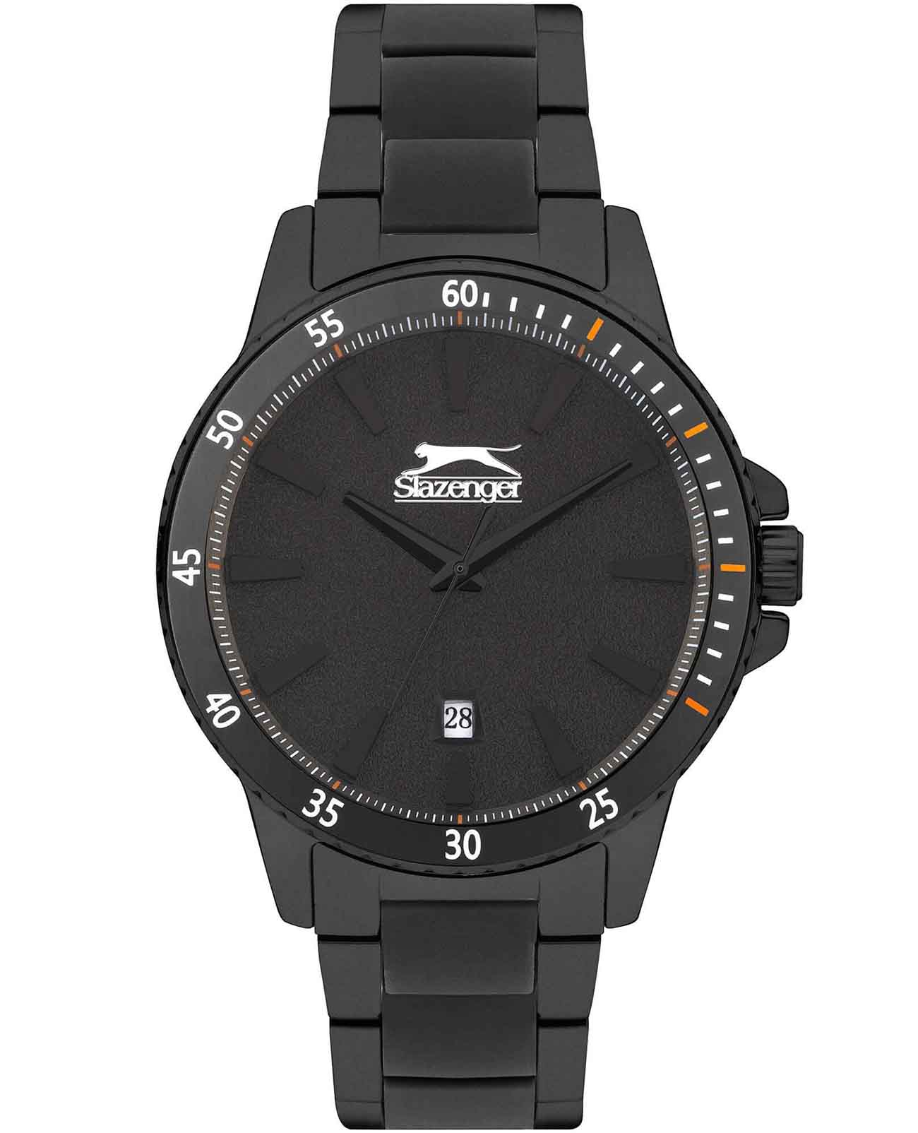 Slazenger Slazenger SL.09.2219.1.02  SL.09.2219.1.02 кварцевые мужские часы черный циферблат, браслет сталь + силикон + ip — вид спереди