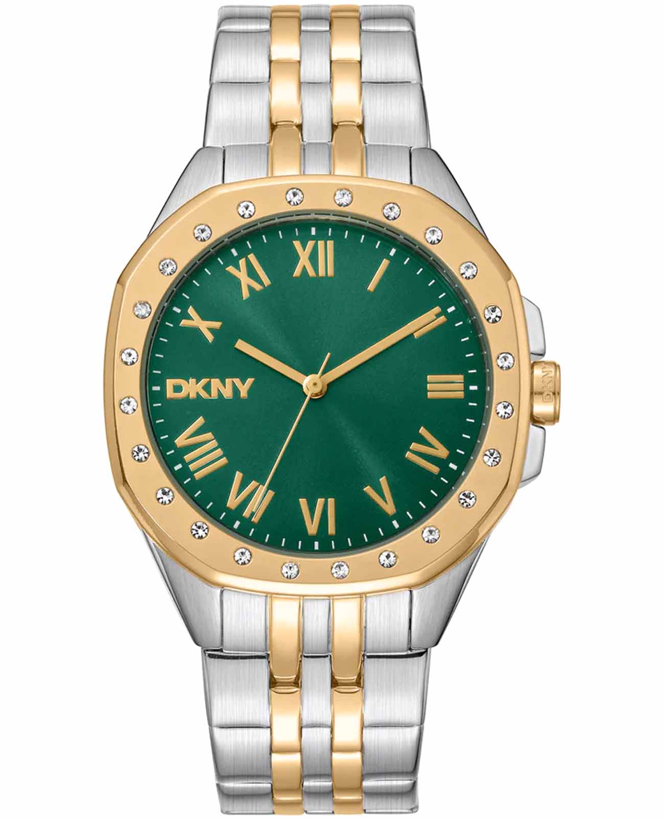 DKNY DKNY Brooklyn Maxi DK1L011M0075  DK1L011M0075 кварцевые женские часы зеленый циферблат, браслет нержавеющая сталь с ip-покрытием — вид спереди