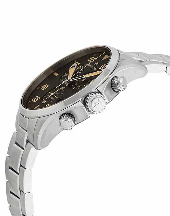Hamilton Hamilton Khaki Aviation Pilot Chrono H76722131, khaki aviation швейцария мужские часы на браслете нержавеющая сталь боковой вид