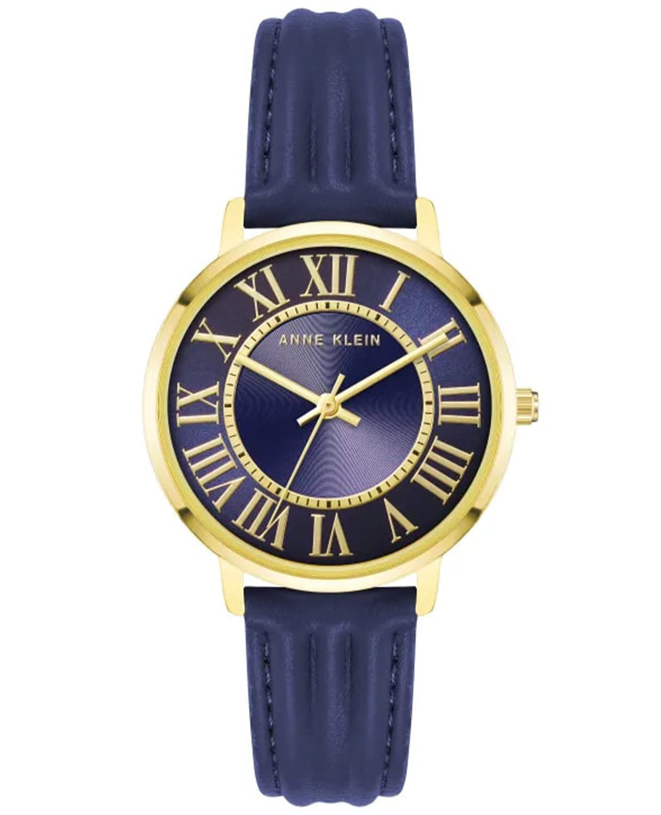 Anne Klein Anne Klein Leather 3836GPNV  3836GPNV кварцевые женские часы синий циферблат, браслет кожаный — вид спереди