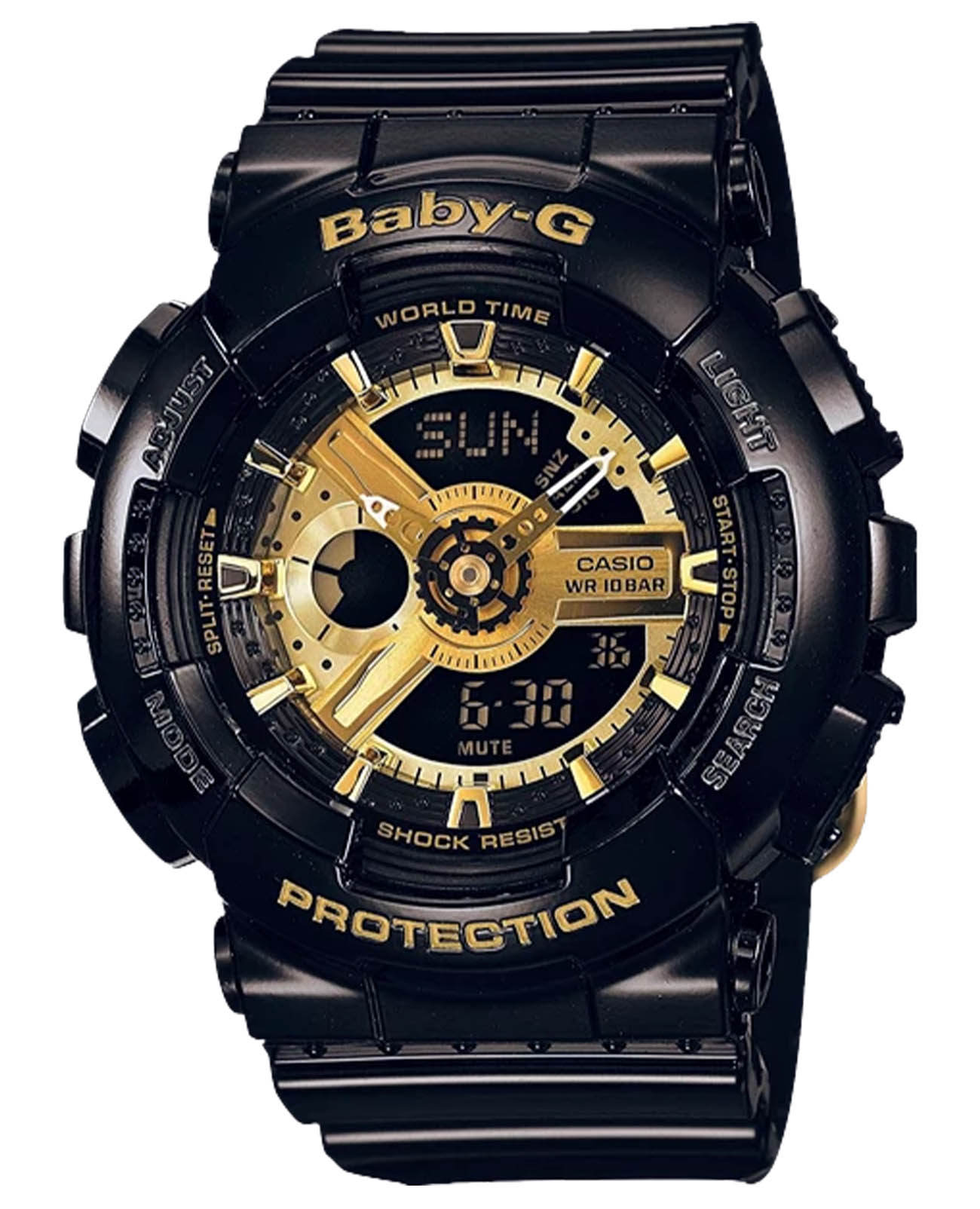 Casio Casio Baby-G BA-110-1A  BA-110-1A кварцевые женские часы желтый циферблат, браслет пластик — вид спереди