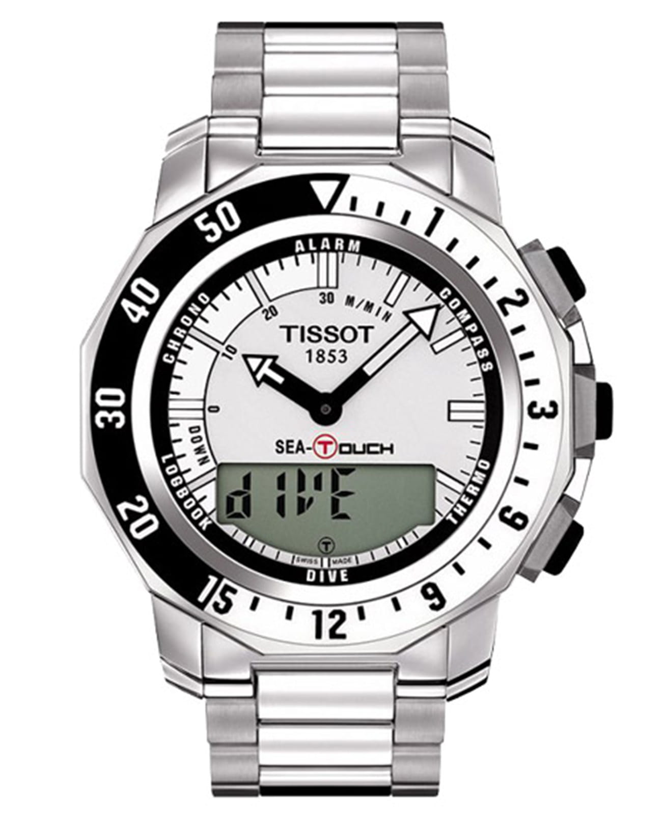 Tissot Tissot Touch Collection Sea-Touch T026.420.11.031.00 T Touch T0264201103100 кварцевые мужские часы серебристый циферблат, браслет нержавеющая сталь — вид спереди