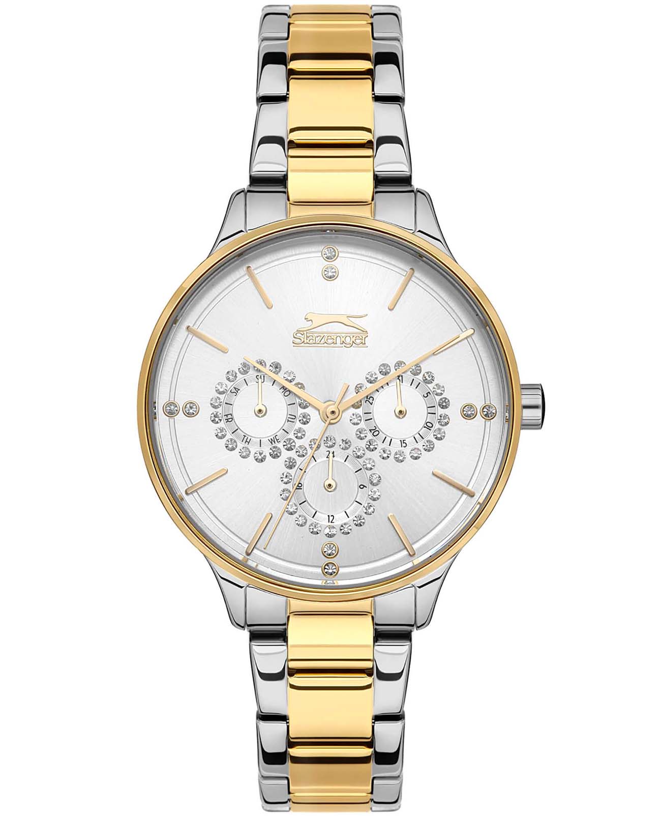 Slazenger Slazenger SL.09.2019.4.02  SL.09.2019.4.02 кварцевые женские часы серебристый циферблат, браслет суперметалл с ip покрытием — вид спереди