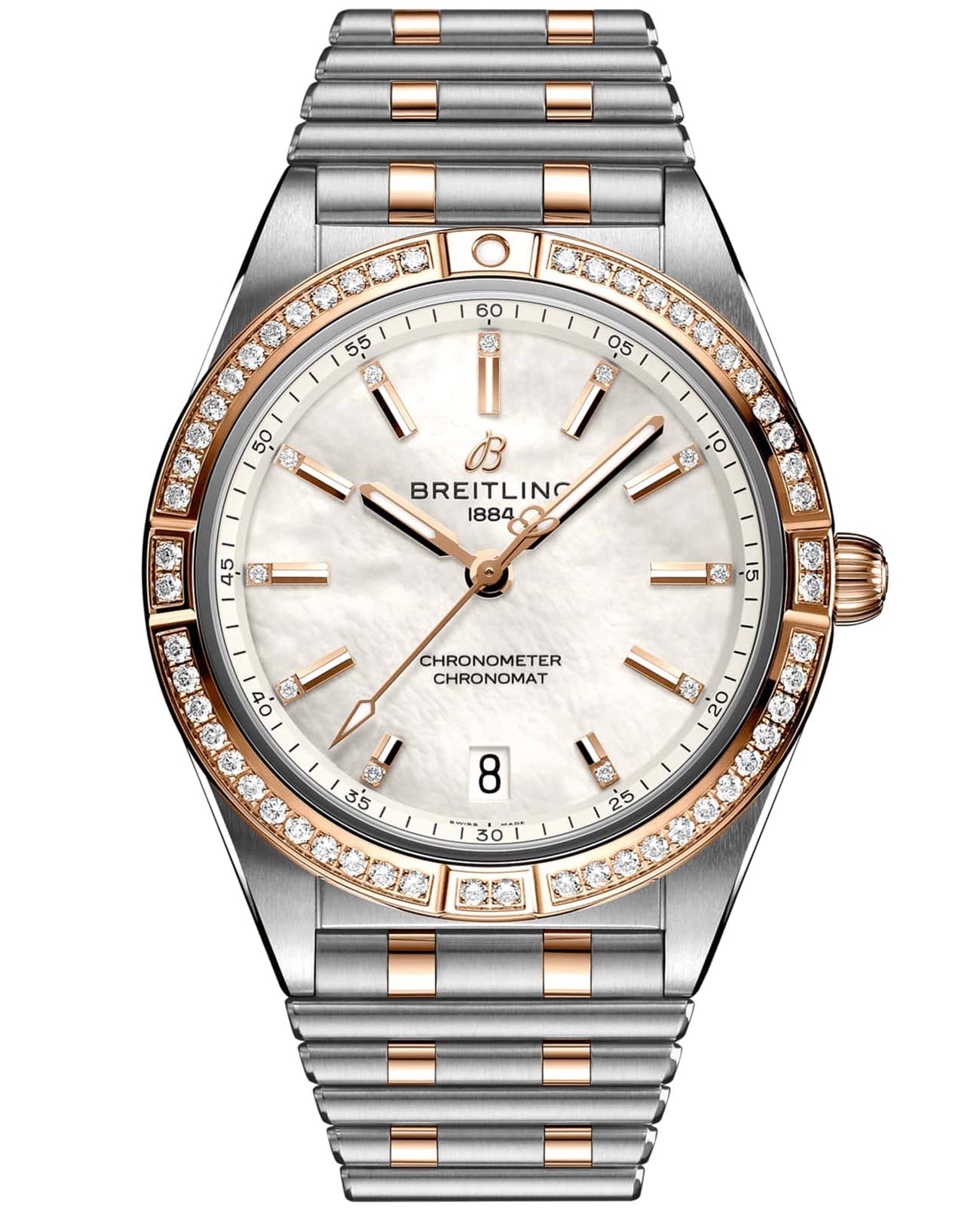 Breitling Breitling Chronomat Automatic 36 U10380591A2U1  U10380591A2U1 механические женские часы перламутровый циферблат, браслет сталь + золото — вид спереди