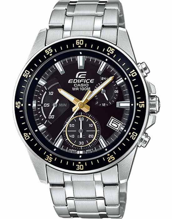 Casio Casio Edifice EFV-540D-1A9VUDF (EFV-540D-1A9) EFV EFV-540D-1A9 кварцевые мужские часы черный циферблат, браслет нержавеющая сталь — вид спереди