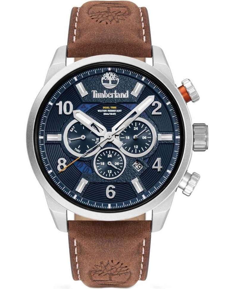 Timberland Timberland Henniker TDWGH2100606  TDWGH2100606 кварцевые мужские часы синий циферблат, браслет кожаный — вид спереди