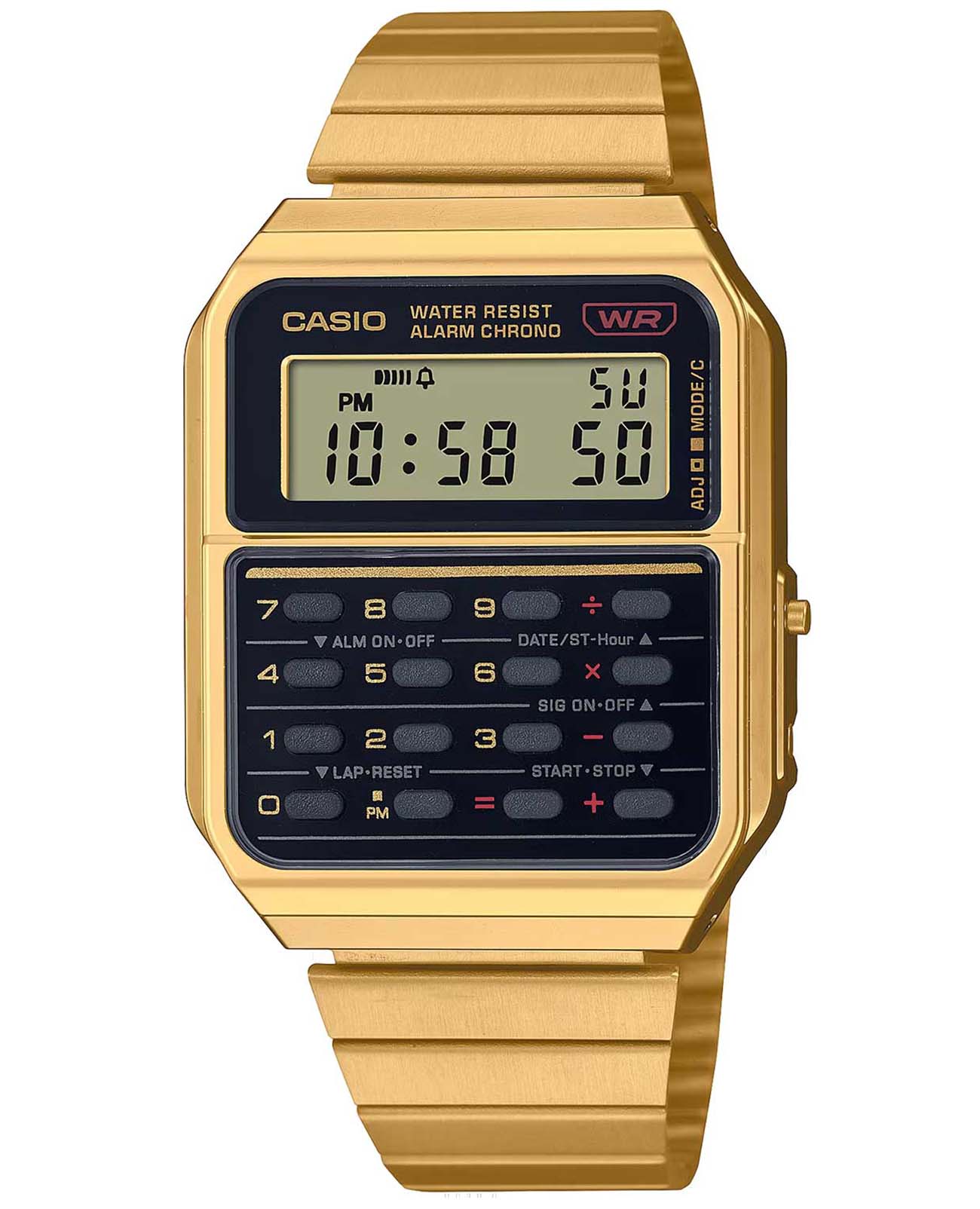 Casio Casio Vintage CA-500WEG-1A  CA-500WEG-1A кварцевые женские часы  циферблат, браслет сталь с ip покрытием — вид спереди