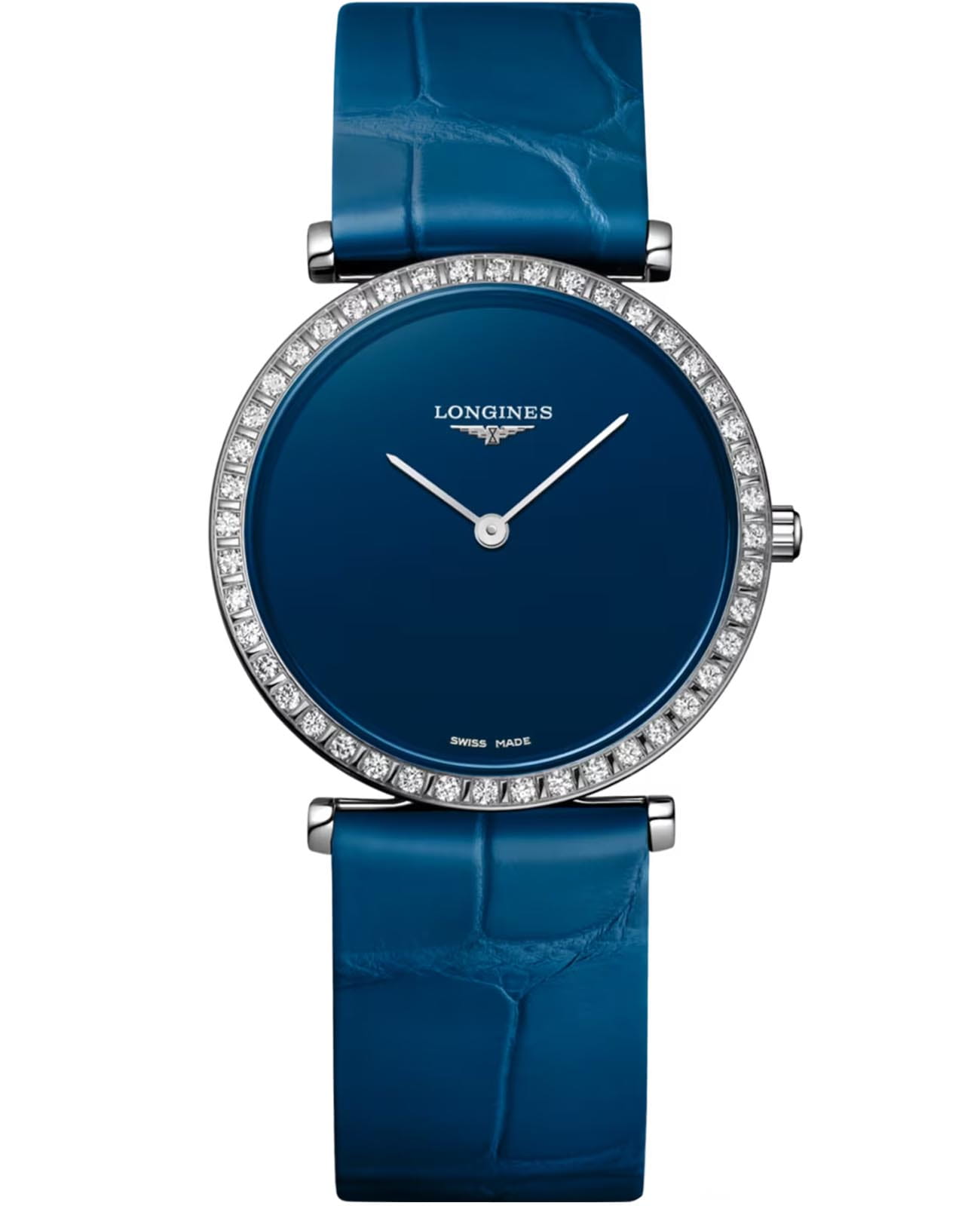 Longines Longines La Grande Classique L4.523.0.90.2  L45230902 кварцевые женские часы синий циферблат, браслет кожаный — вид спереди