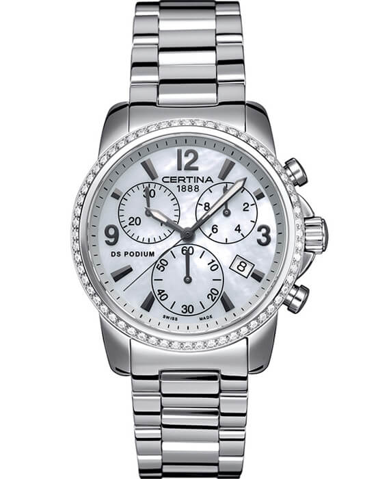 Certina Certina DS Podium Lady C001.217.11.117.10  C0012171111710 кварцевые женские часы перламутровый циферблат, браслет нержавеющая сталь — вид спереди