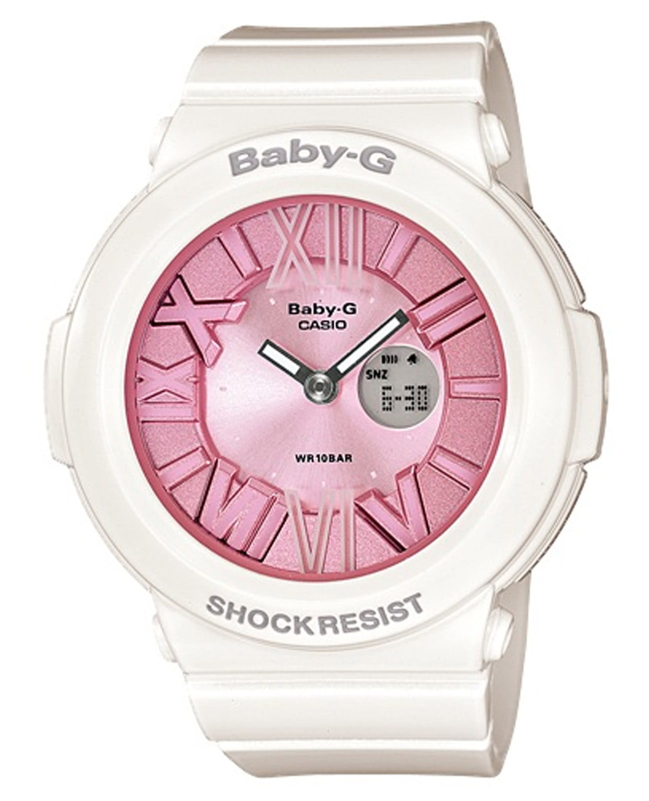 Casio Casio Baby-G BGA-161-7B2  BGA-161-7B2 кварцевые женские часы розовый циферблат, браслет пластик — вид спереди