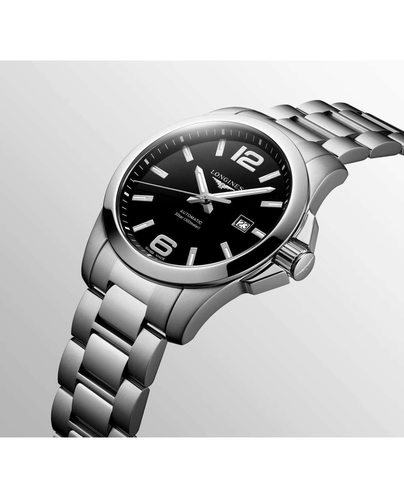 Longines Longines Conquest L3.778.4.58.6 мужские часы черный циферблат на запястье