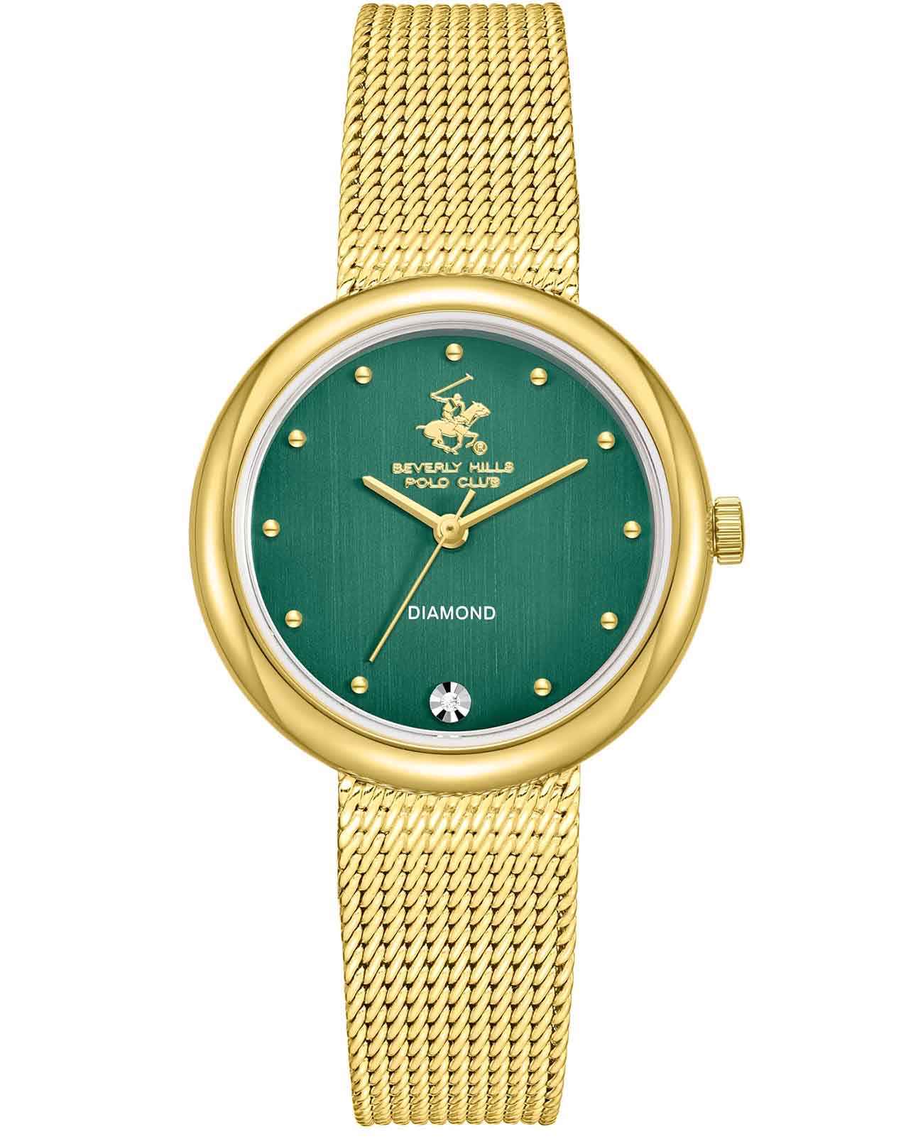 Beverly Hills Polo Club Beverly Hills Polo Club BP3760X.170  BP3760X.170 кварцевые женские часы зеленый циферблат, браслет сталь с ip покрытием — вид спереди