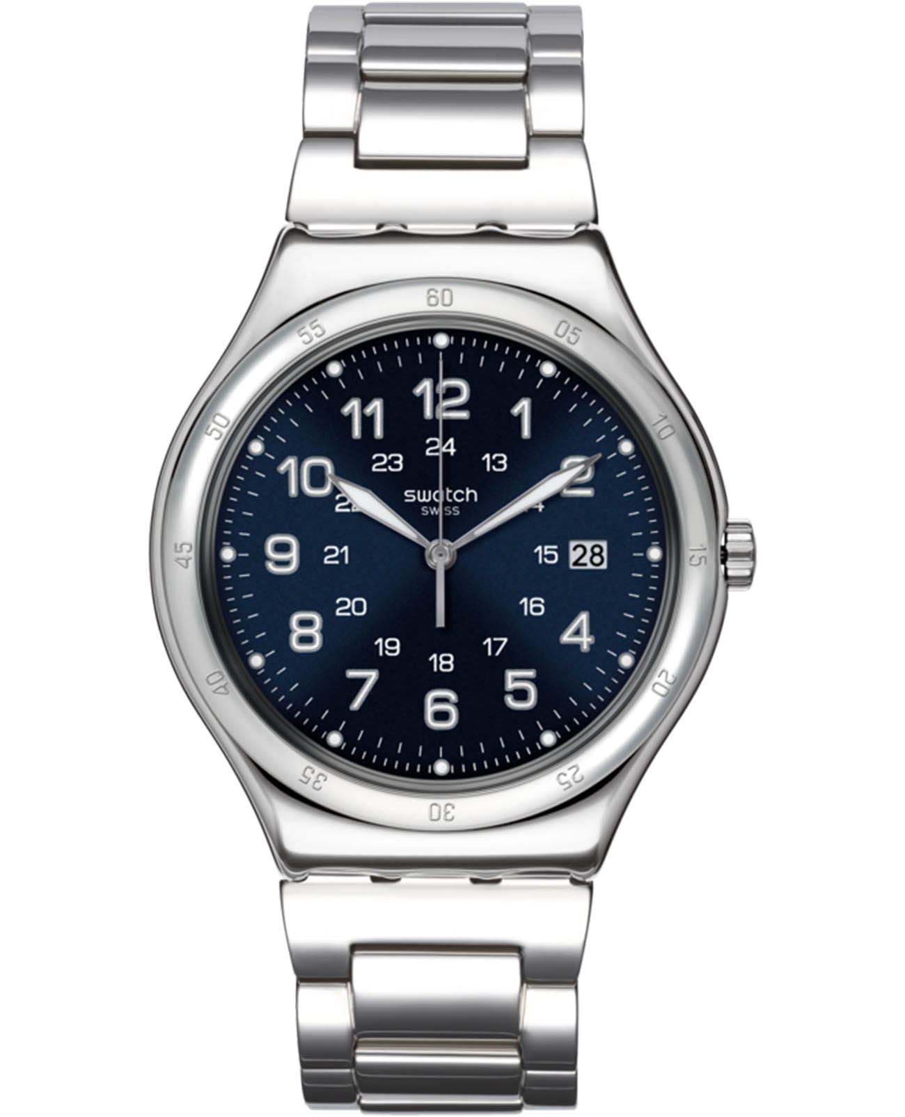 Swatch Swatch I Big Classic YWS420GC  YWS420G кварцевые мужские часы синий циферблат, браслет нержавеющая сталь — вид спереди