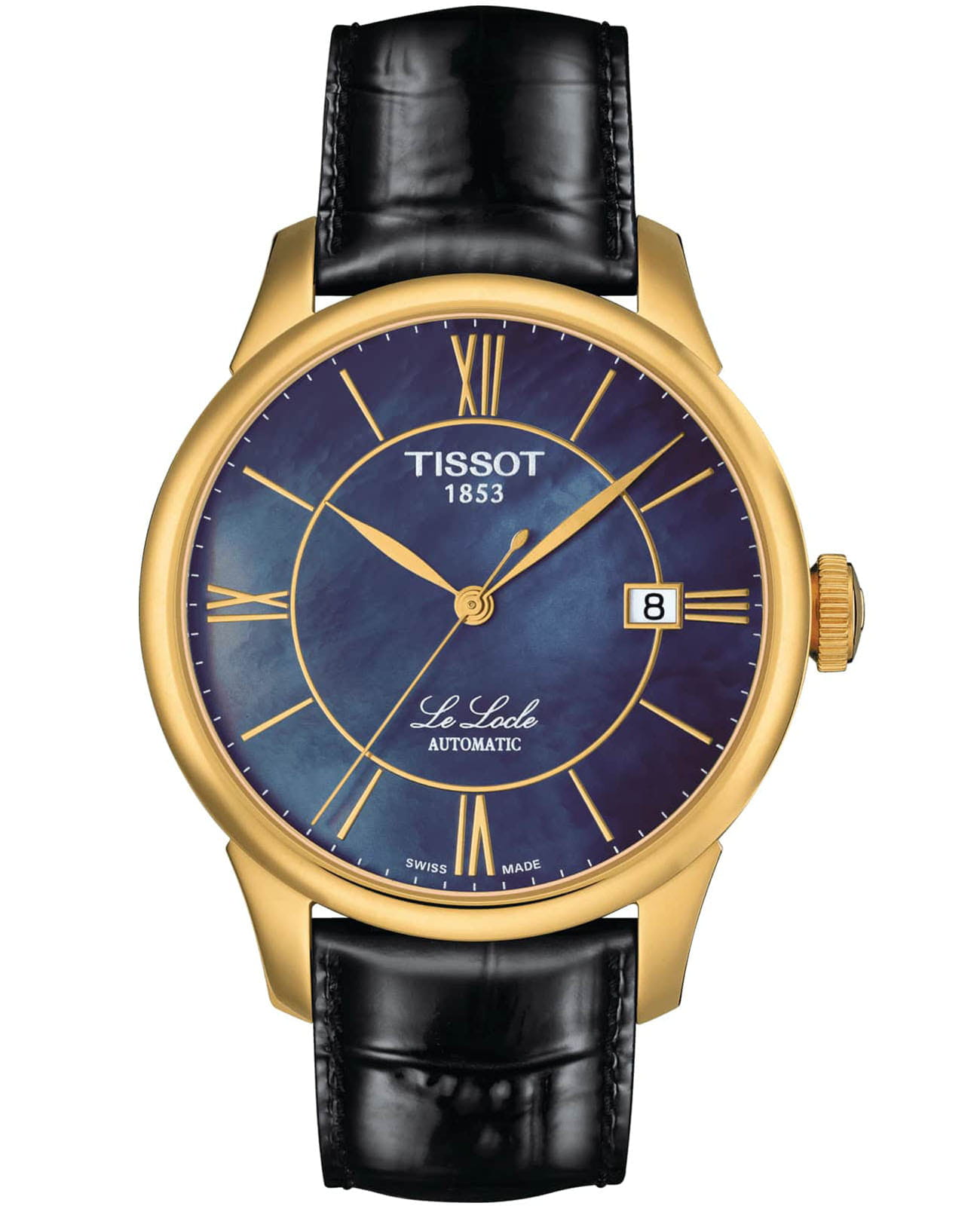 Tissot Tissot T-Classic Le Locle Automatic T41.5.423.93 Le Locle Automatic T41542393 механические женские часы синий циферблат, браслет кожаный — вид спереди