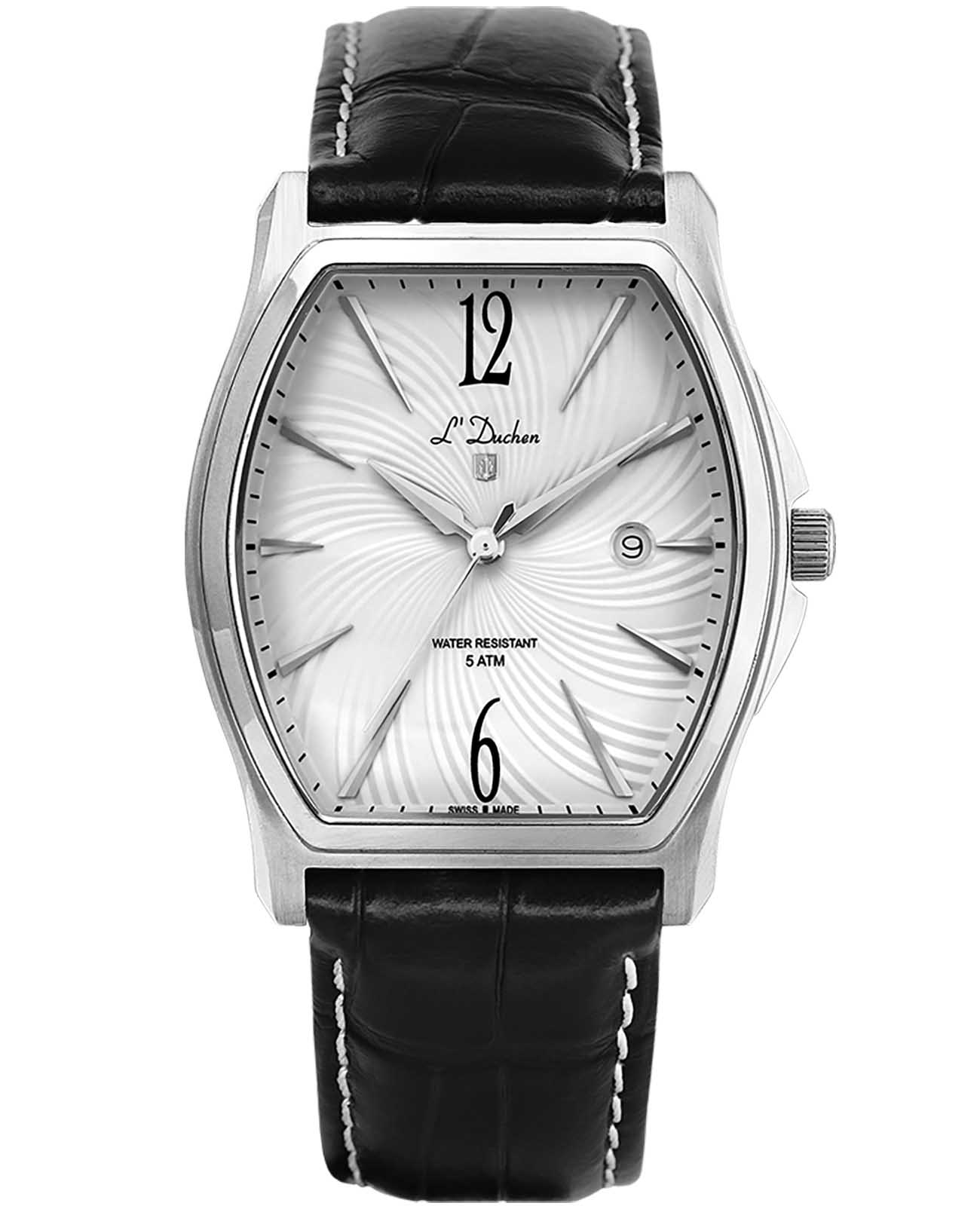 L'Duchen LDuchen D 301.11.23  D 301.11.23 кварцевые мужские часы белый циферблат, браслет кожаный — вид спереди