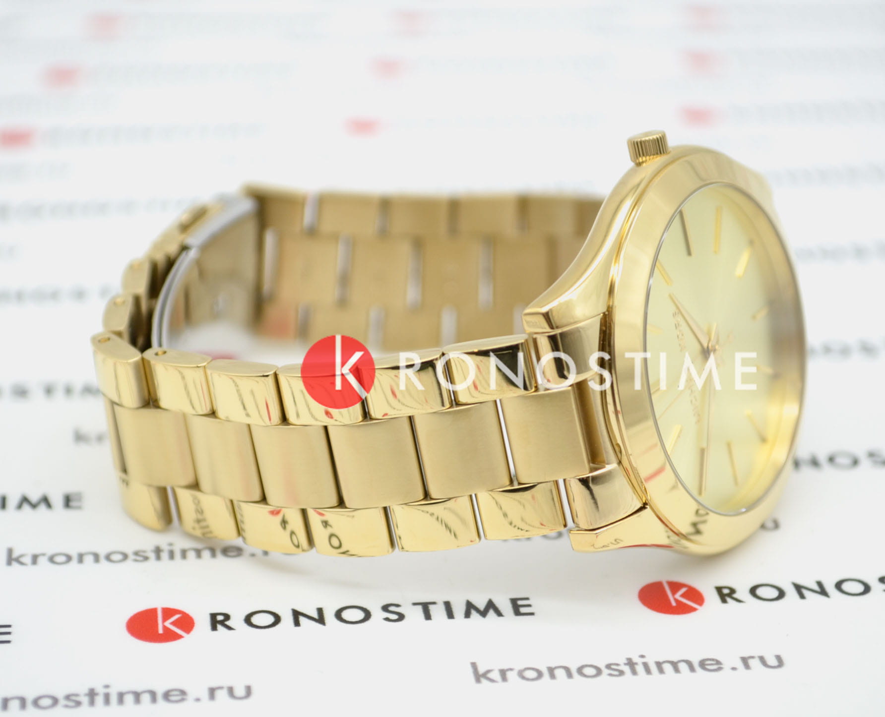 Michael Kors Michael Kors Portia MK3179,  сша женские часы на браслете нержавеющая сталь + золото 18к боковой вид
