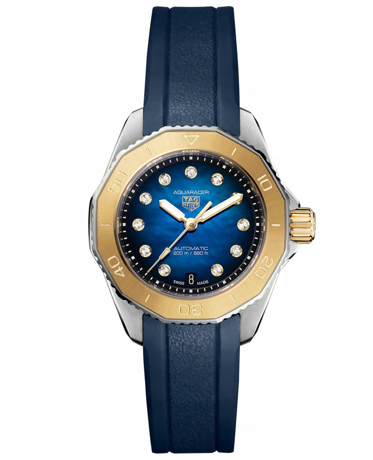 TAG Heuer TAG Heuer Aquaracer Professional 200 WBP2450.FT6215  WBP2450.FT6215 механические мужские часы синий циферблат, браслет каучук — вид спереди