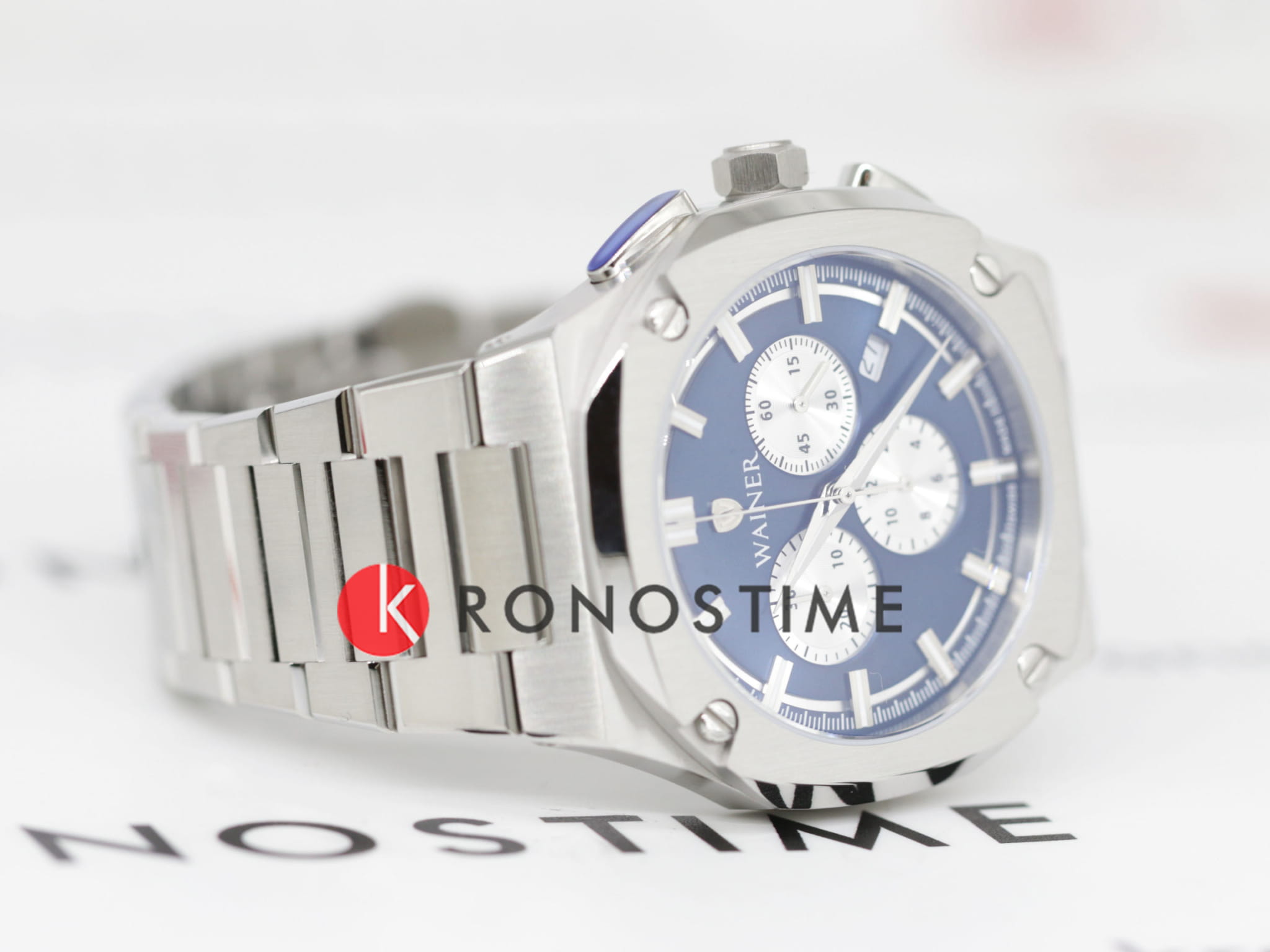 Wainer Wainer Wall Street WA.10000-A,  швейцария мужские часы на браслете нержавеющая сталь боковой вид