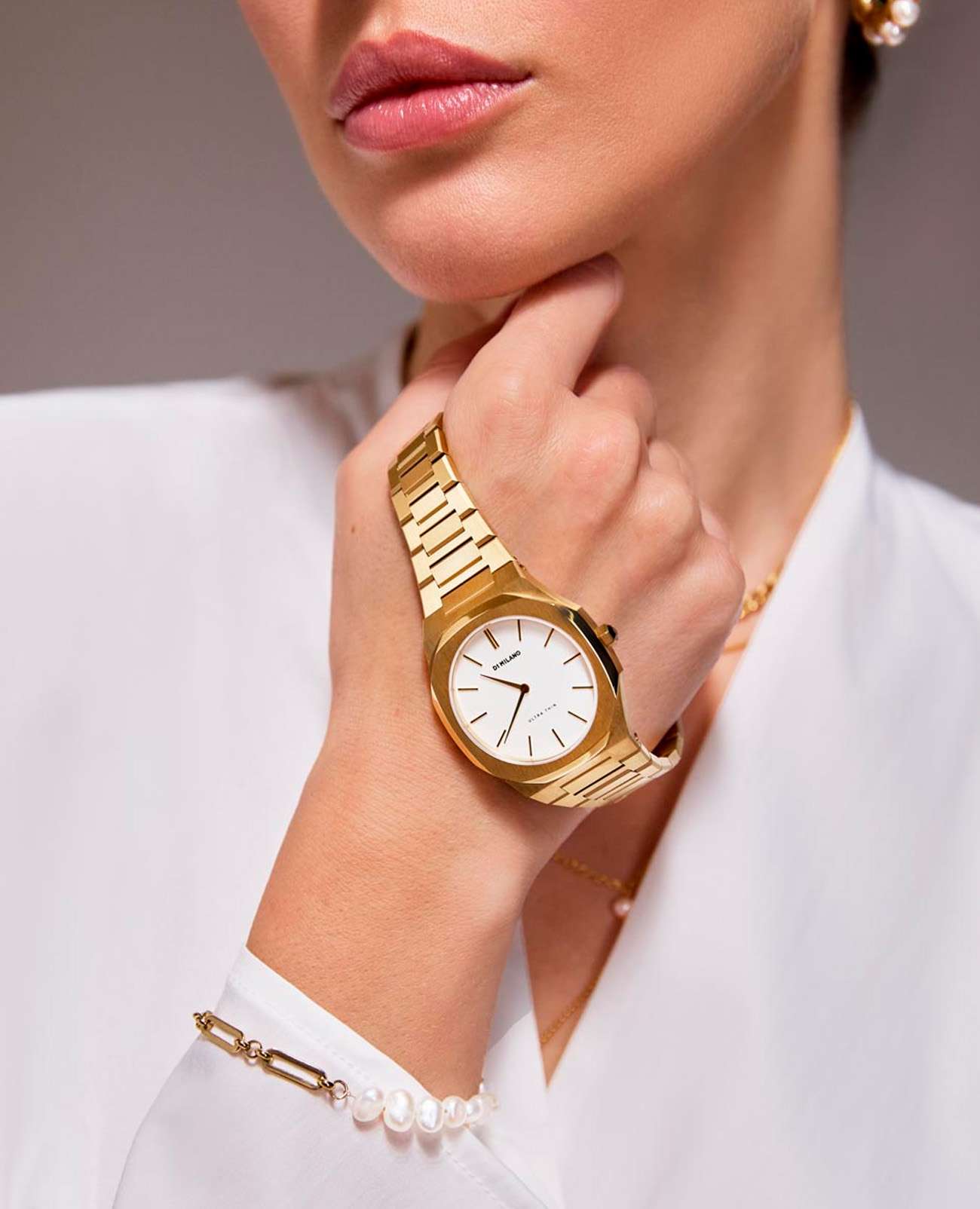 D1 Milano D1 Milano Ultra Thin UTBL03 женские часы белый циферблат на запястье