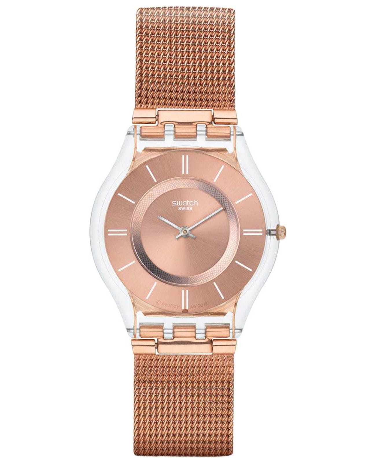 Swatch Swatch Skin SFP115M  SFP115M кварцевые женские часы золотой циферблат, браслет нержавеющая сталь с pvd-покрытием — вид спереди
