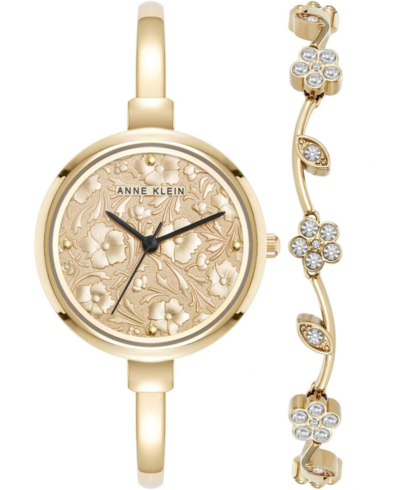 Anne Klein Anne Klein Box Set 5274GPST  5274GPST кварцевые женские часы золотой циферблат, браслет нержавеющая сталь с ip-покрытием — вид спереди