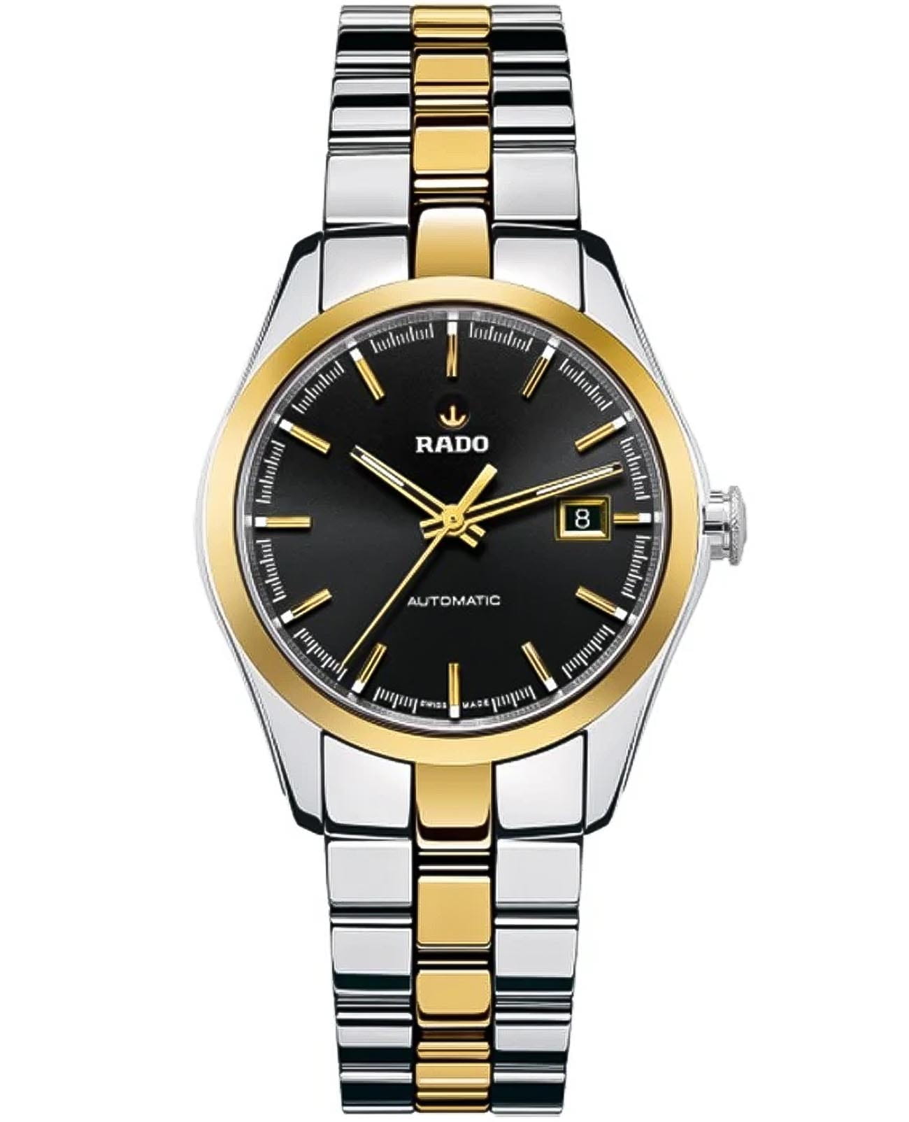 Rado Rado Hyperchrome R32088152 Automatic R32088152 механические женские часы черный циферблат, браслет нержавеющая сталь с pvd-покрытием — вид спереди