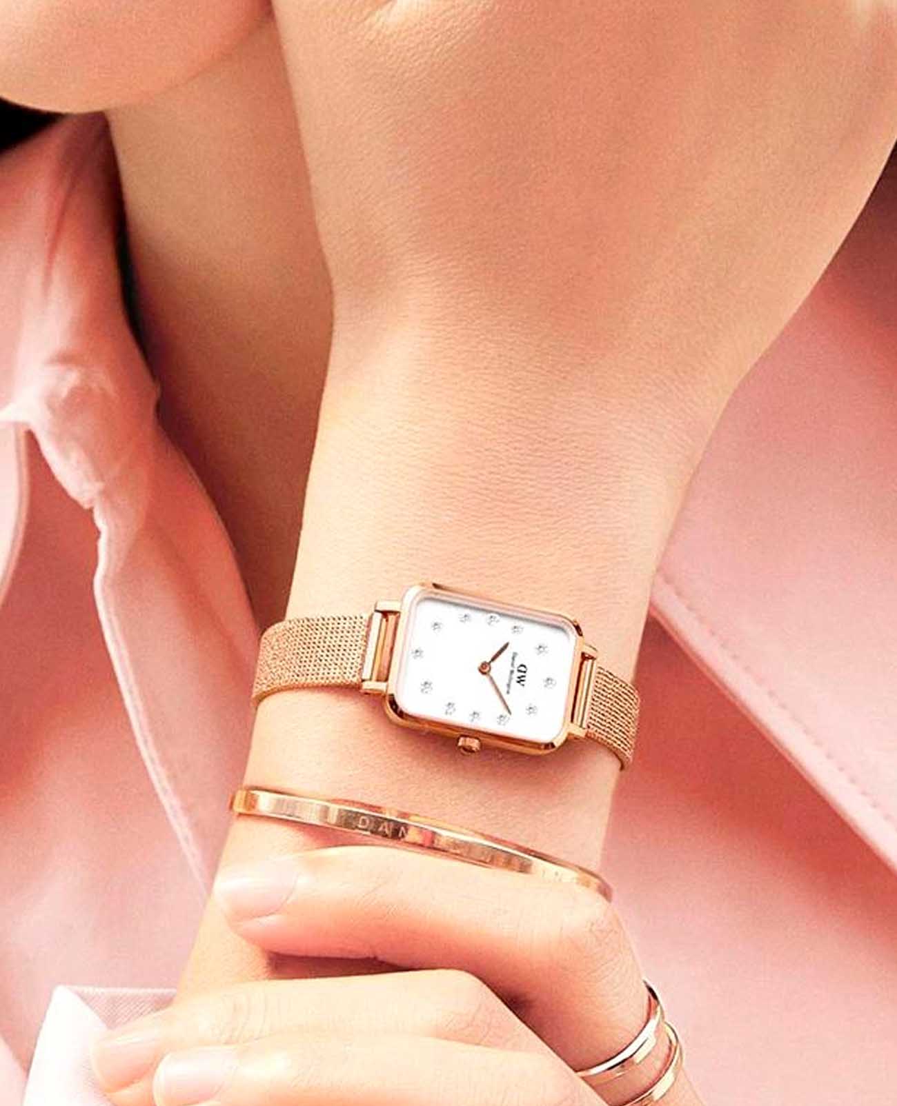 Daniel Wellington Daniel Wellington Quadro DW00100599 кварцевые женские часы часы крупный план белый циферблата