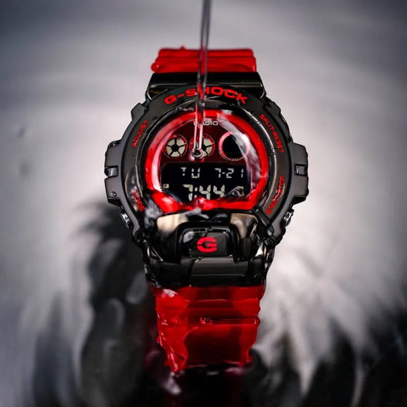 Casio Casio G-Shock GM-6900B-4ER электронные мужские часы часы крупный план красный циферблата