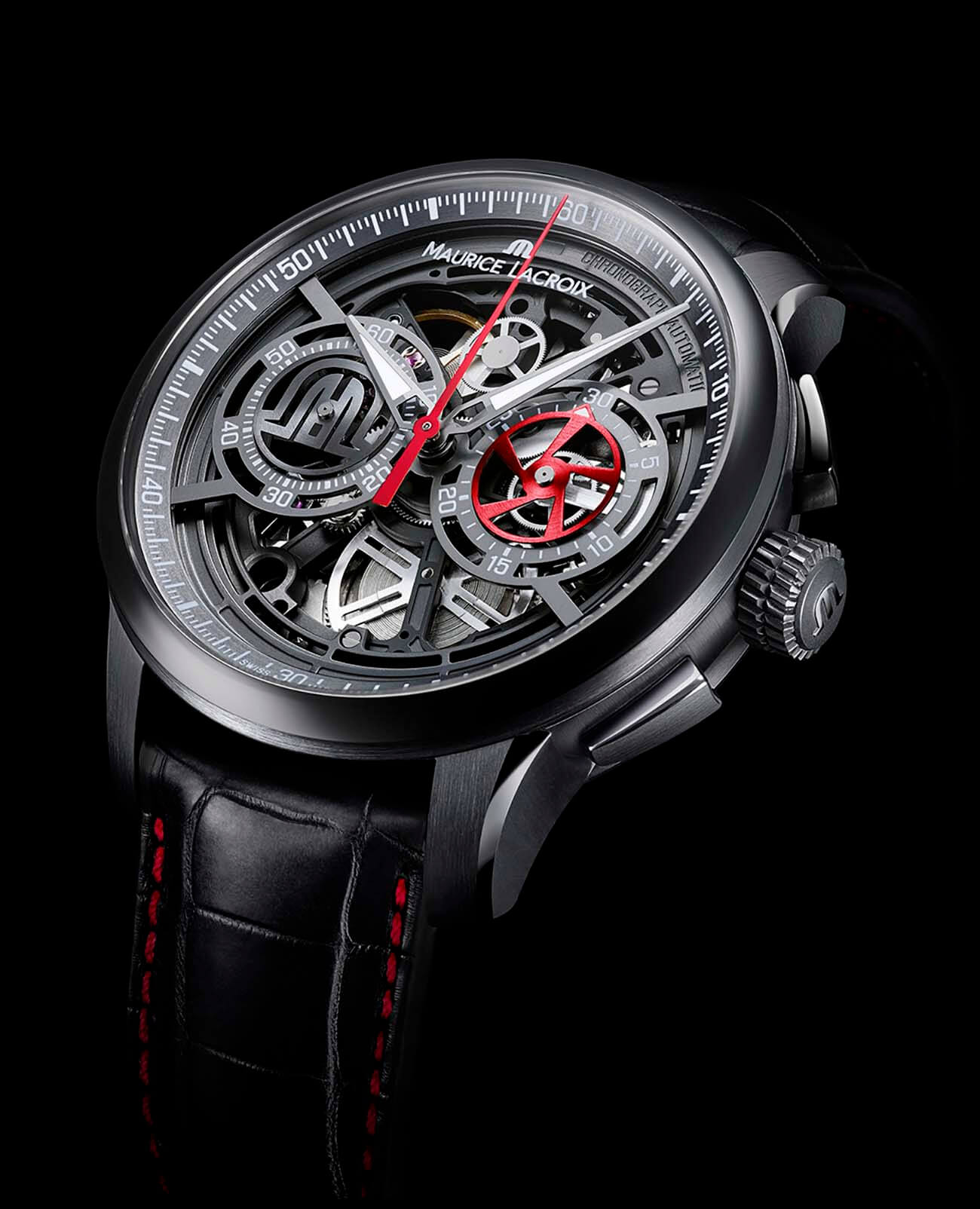 Maurice Lacroix Maurice Lacroix Masterpiece MP6028-PVB01-001-1, masterpiece швейцария мужские часы на браслете кожаный боковой вид