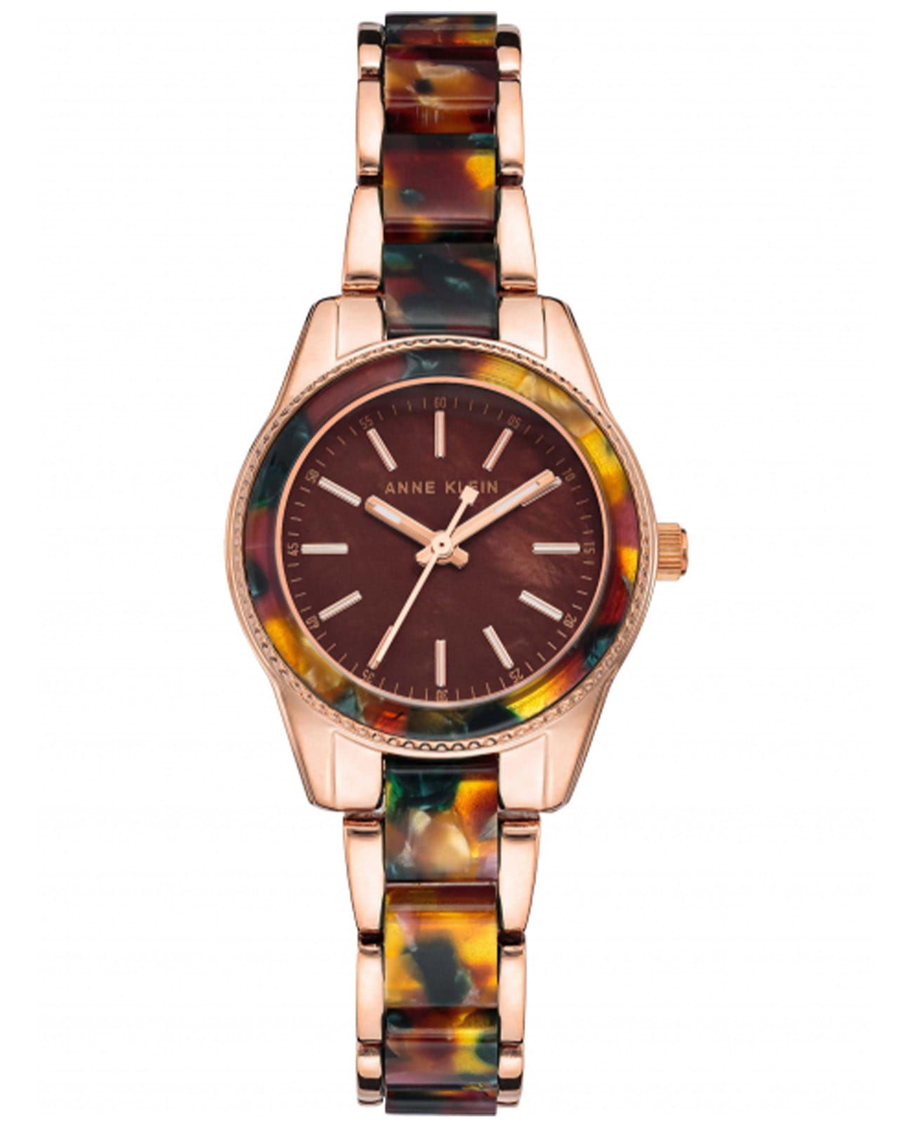 Anne Klein Anne Klein Plastic 3212RGBN  3212RGBN кварцевые женские часы бордовый циферблат, браслет сталь c pvd покрытием — вид спереди