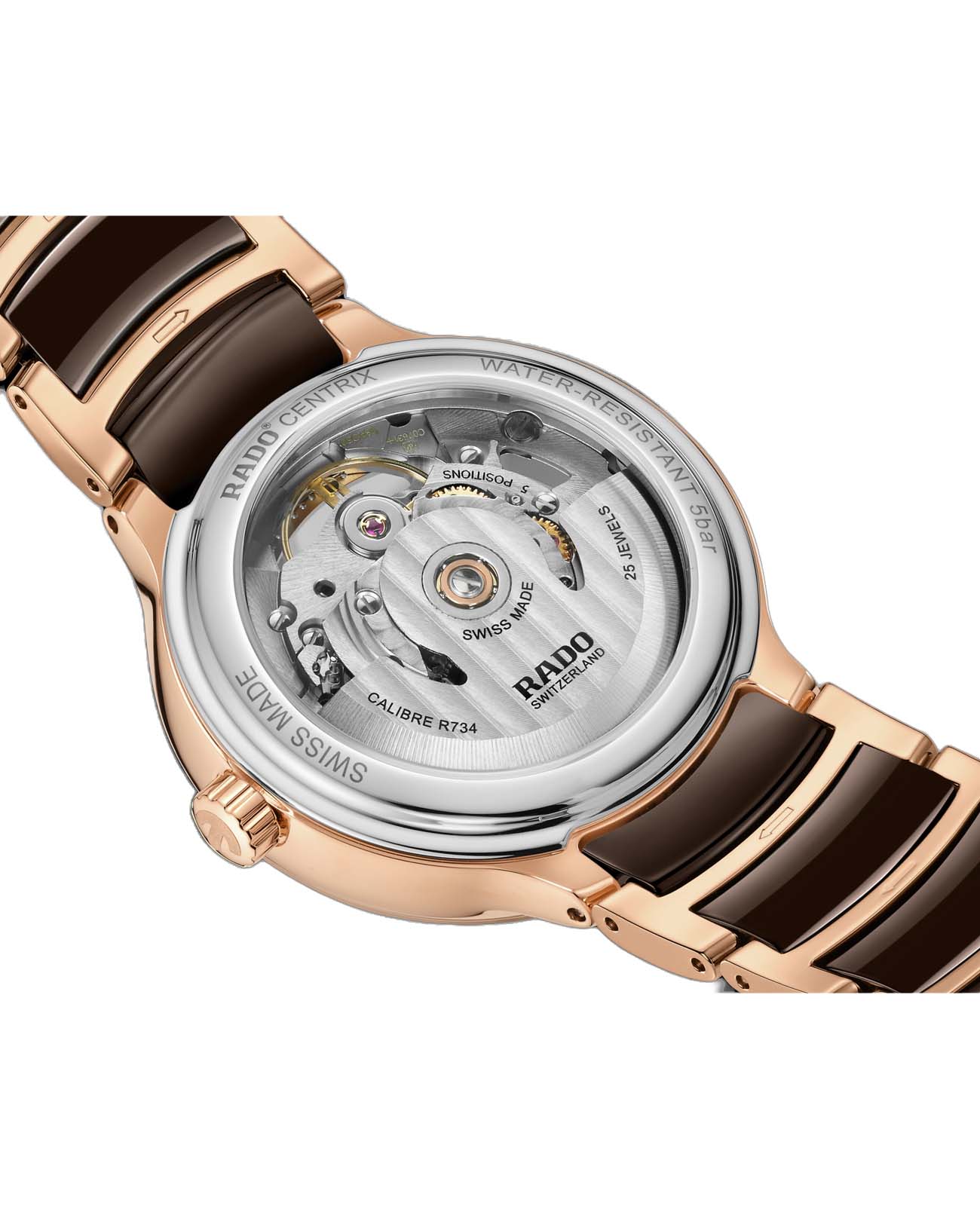 Rado Rado Centrix Automatic Diamonds Open Heart R30029942, centrix швейцария женские часы на браслете высокотехнологичная керамика + нержавеющая сталь с pvd покрытием боковой вид