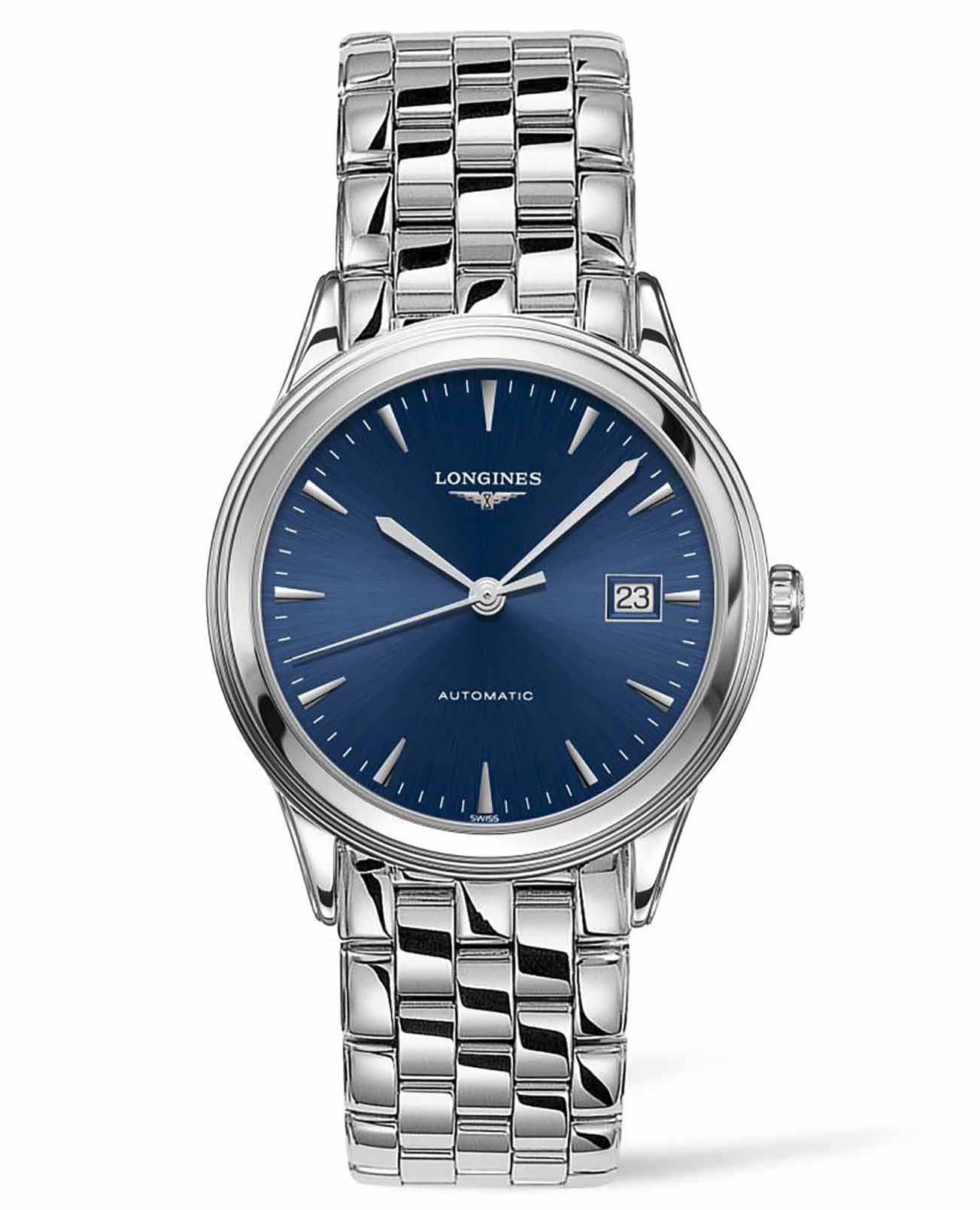 Longines Longines Flagship L4.974.4.92.6  L49744926 механические женские часы синий циферблат, браслет нержавеющая сталь — вид спереди