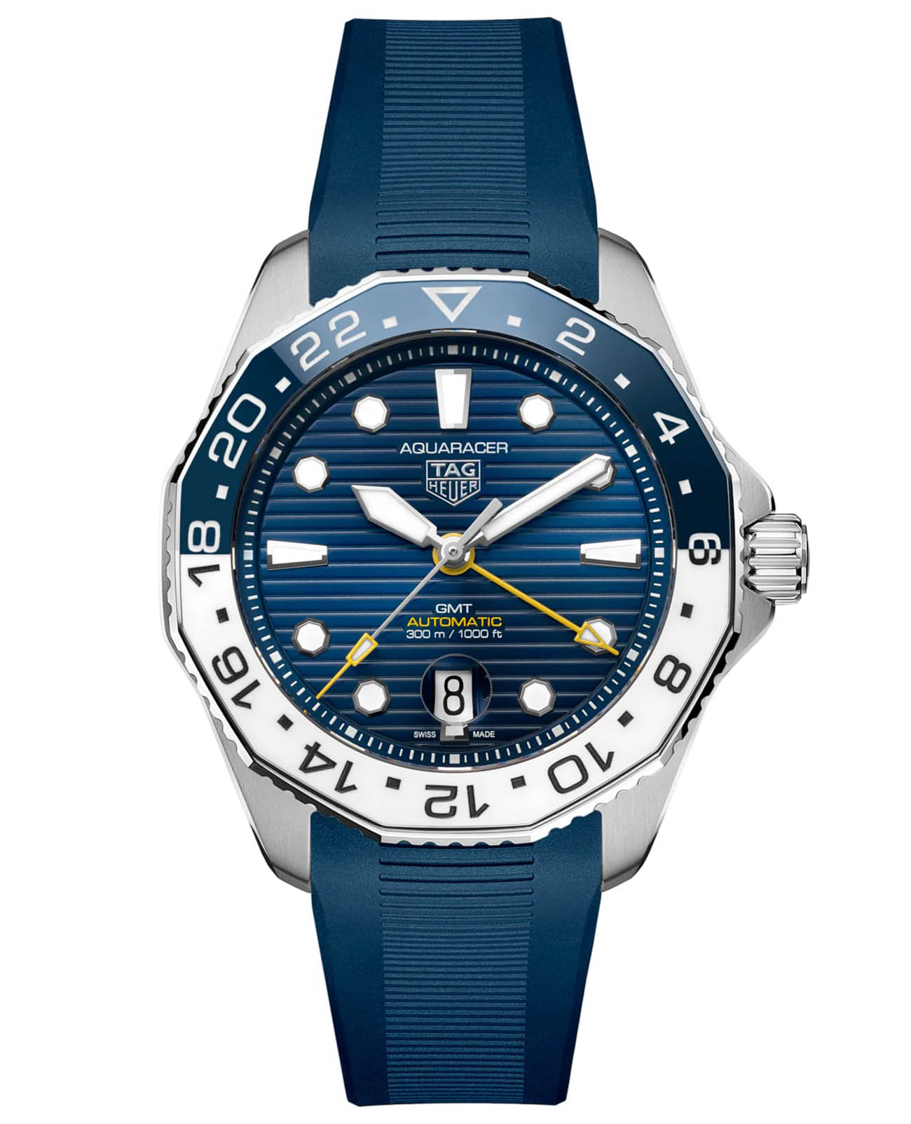 TAG Heuer TAG Heuer Aquaracer Professional 300 GMT WBP2010.FT6198  WBP2010.FT6198 механические мужские часы синий циферблат, браслет каучук — вид спереди