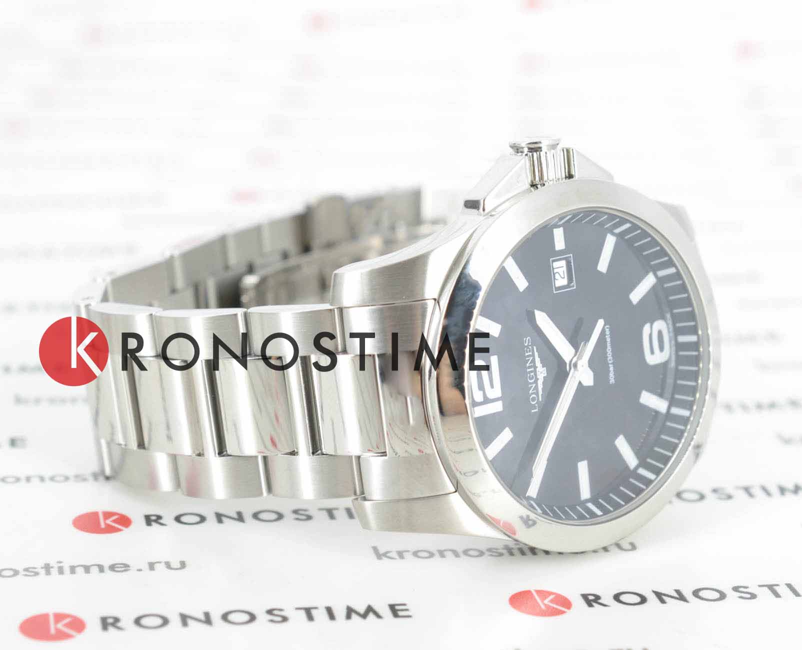 Longines Longines Conquest L3.759.4.58.6, conquest швейцария мужские часы на браслете нержавеющая сталь боковой вид