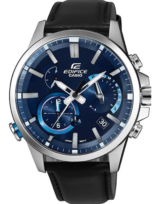 Casio Casio Edifice EQB-700L-2A EQB EQB-700L-2A автокварц (кинетик) мужские часы синий циферблат, браслет 18-каратное желтое золото — вид спереди