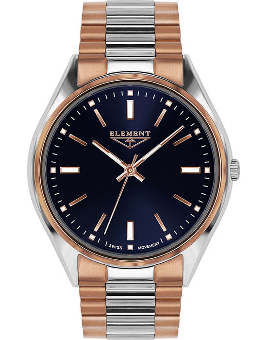 33 Element 33 Element 331820  331820 кварцевые мужские часы синий циферблат, браслет сталь с ip покрытием — вид спереди