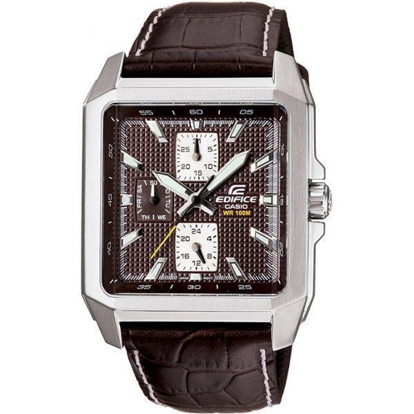 Casio Casio Edifice EF-333L-5A EF EF-333L-5A автокварц (кинетик) мужские часы коричневый циферблат, браслет кожаный — вид спереди