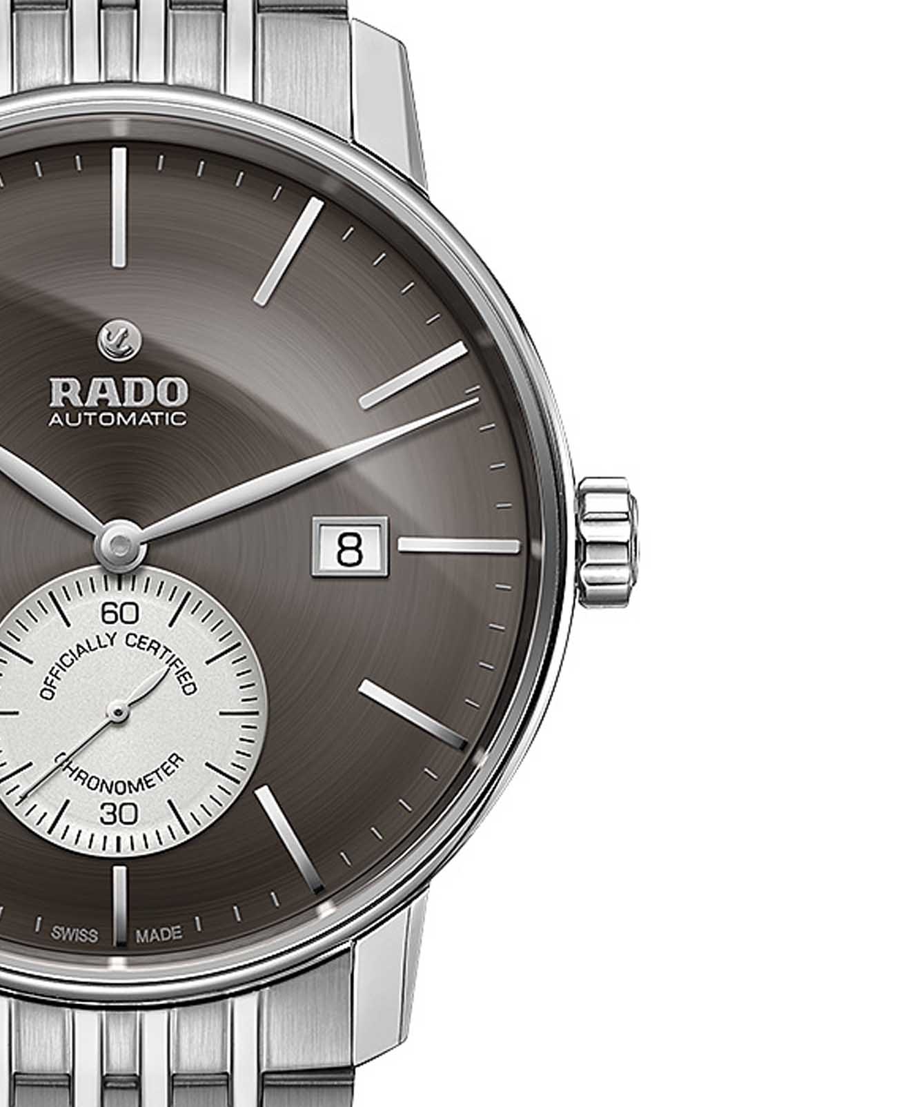 Rado Rado Coupole Classic Automatic R22880103, coupole швейцария мужские часы на браслете нержавеющая сталь боковой вид